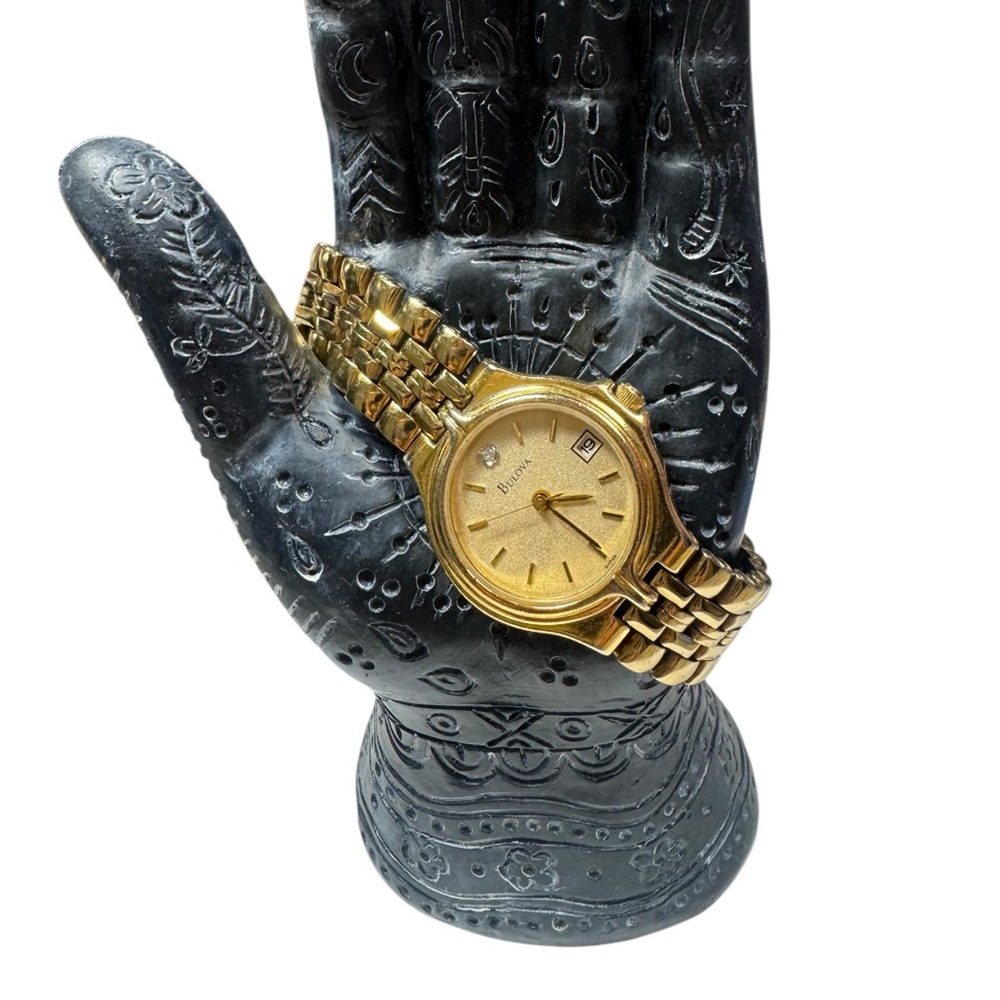 Vintage Bulova Women's Quartz Diamond Accent Gold Tone Ladies Analog Watch - Picture 10 of 15